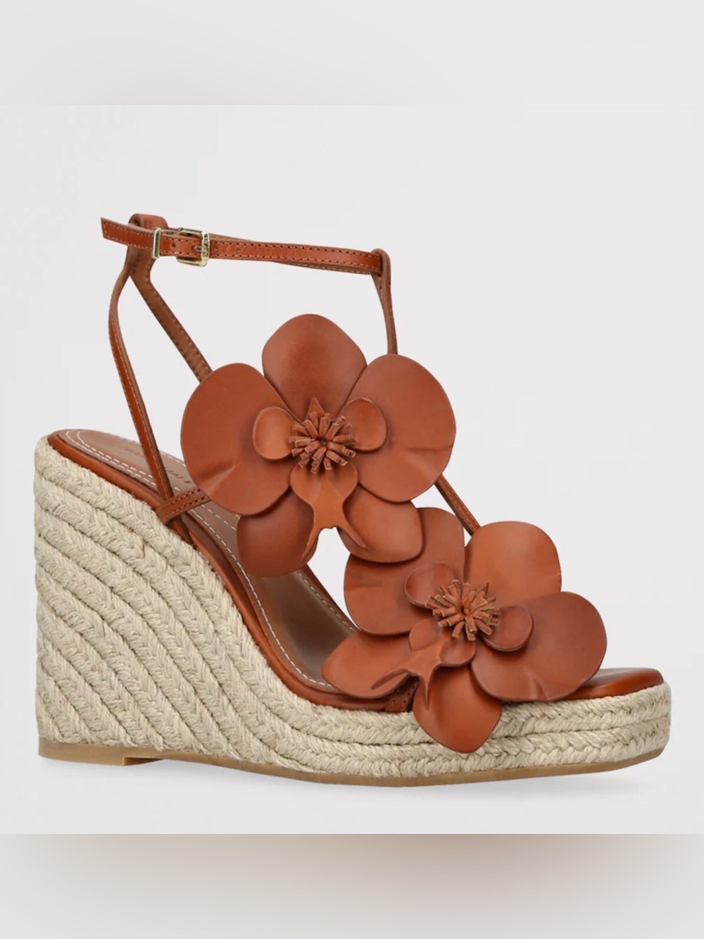 Zimmermann Floral Leather appliqué Espadrille Wedge Sandals 38 brown rare